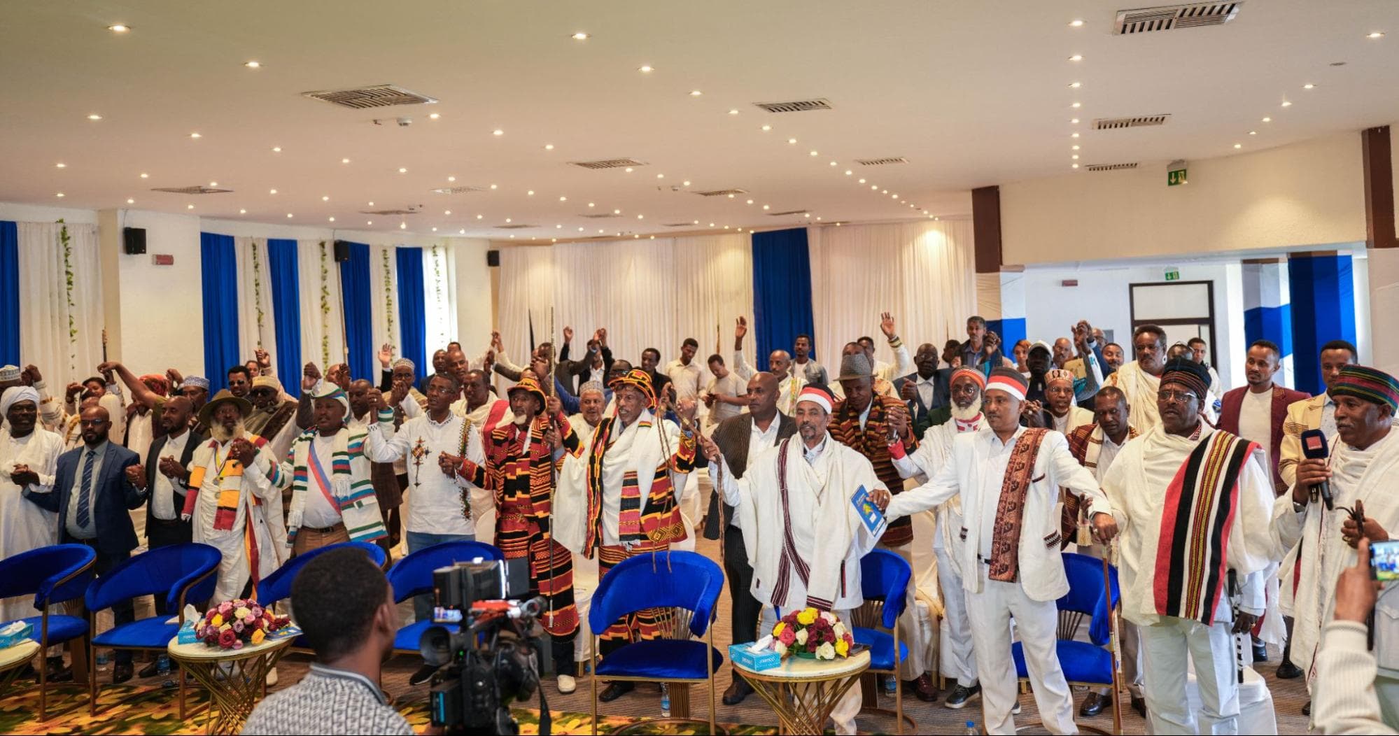 Unity Park in Addis Ababa, Ethiopia at dusk